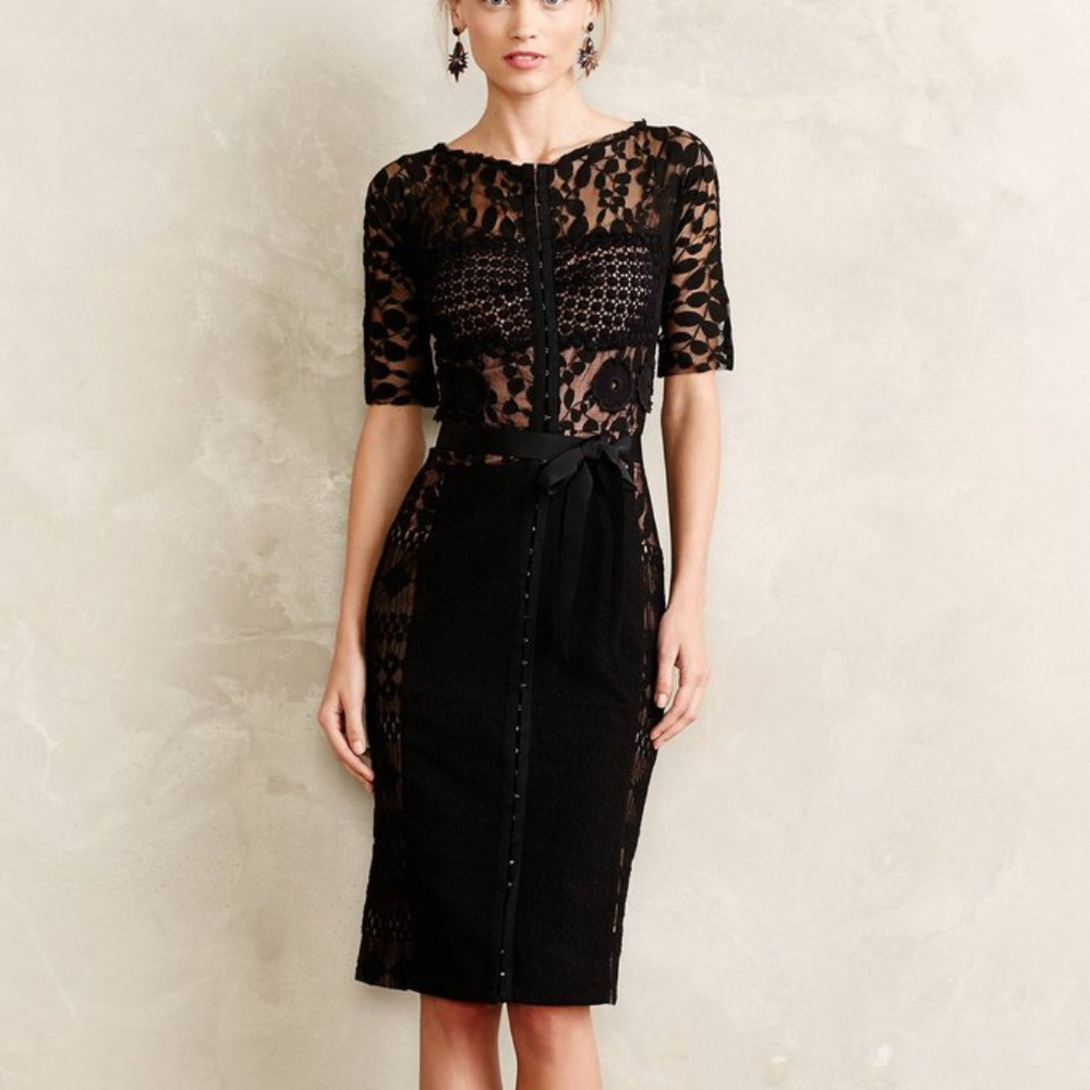 Anthropolgie Carissima Sheath Dress Black Size 0